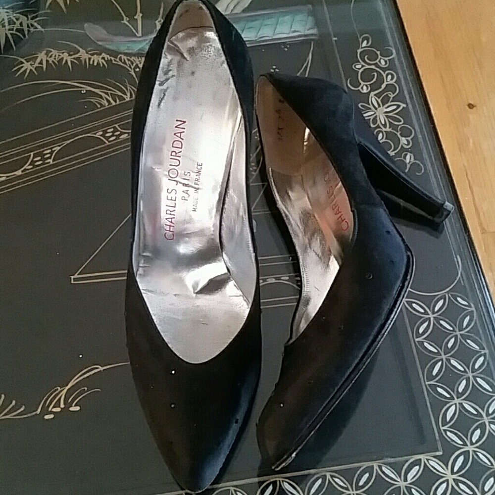 VTG Charles Jourdan Blk Rhinestone Heels! 7.5N♡