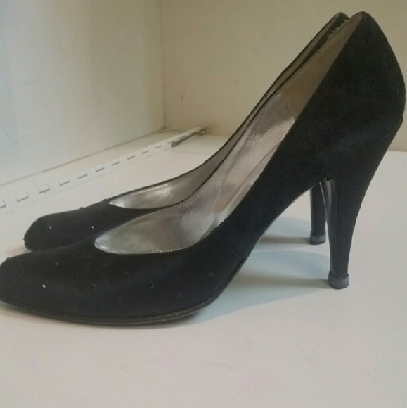 VTG Charles Jourdan Blk Rhinestone Heels! 7.5N♡ - Picture 3 of 8