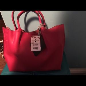 Genuine Leather red mini tote.