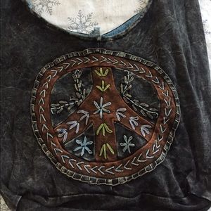 Long jersey peace sign hobo bag
