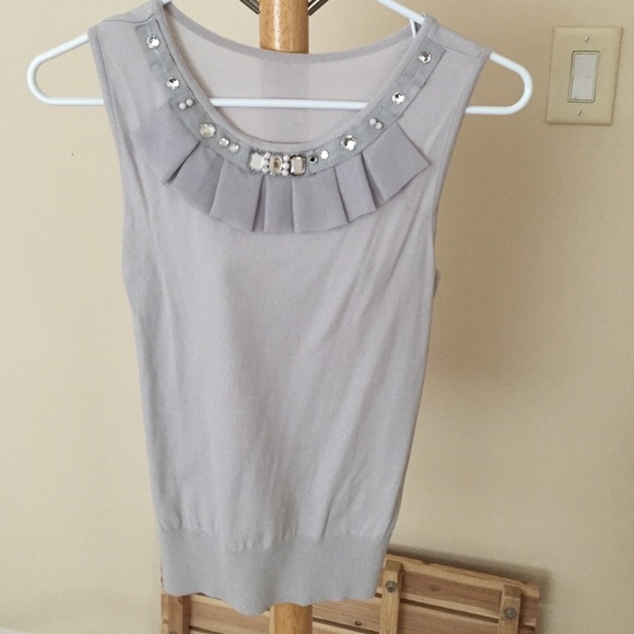 Gem embellished neckline top blouse