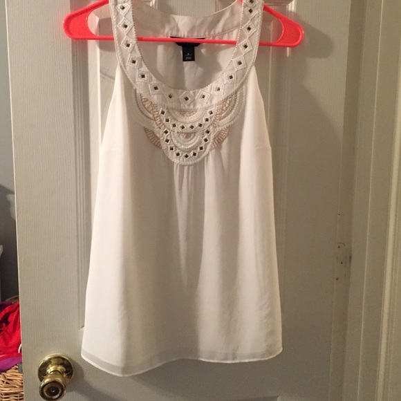 White And Gold Embroidered Top