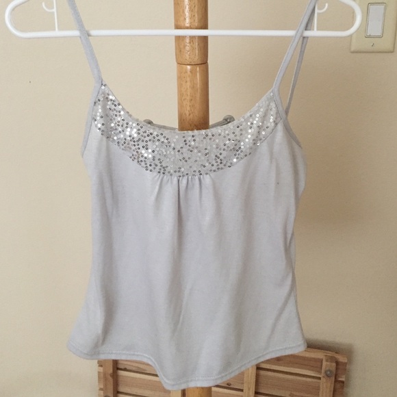 Sequined silver tank