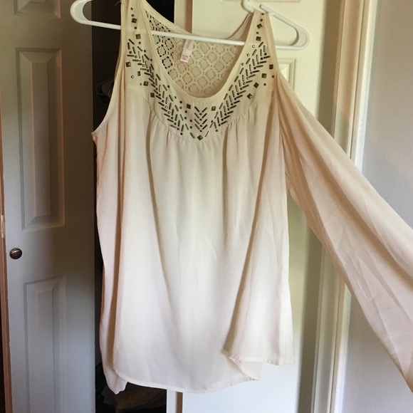 Beige Open Shoulder Top