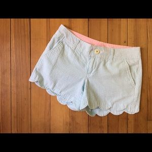Lilly Pulitzer Blue Seersucker Scallop Shorts