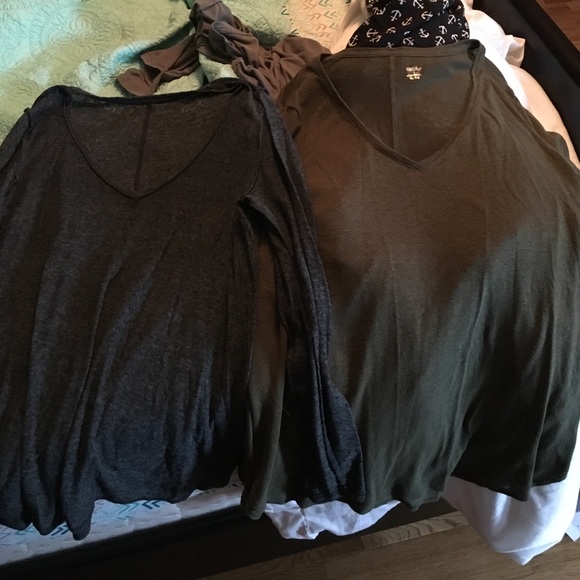 Two long sleeve v-necks