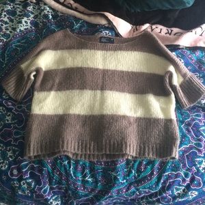 taupey brown and white striped cropped sweater