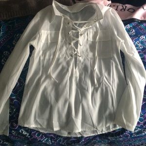 White criss cross blouse