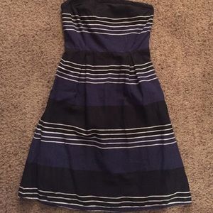 Navy and Black Linen Tube Dress