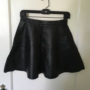 American Apparel Black Leather Skater Skirt