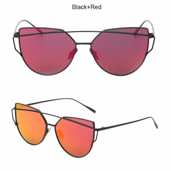 RESTOCKED oversized mirrored red/black sunglasses - Picture 3 of 4