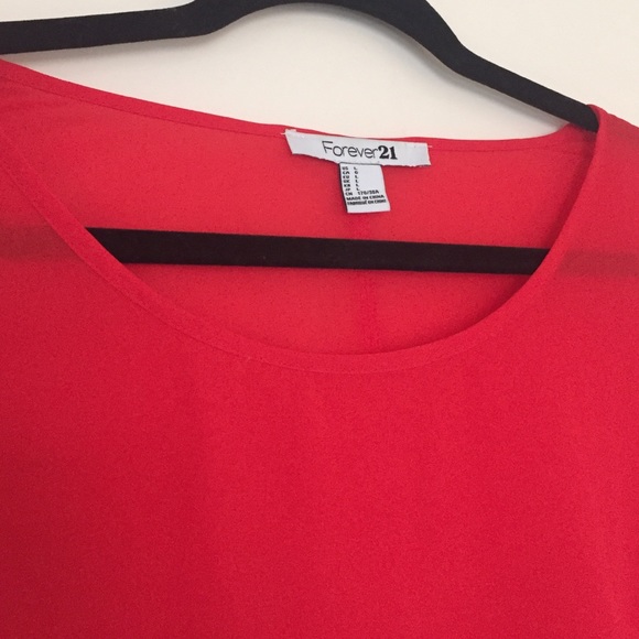 Sheer red blouse with gold zipper detail - Picture 4 of 4