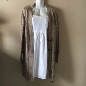 Wool Blend Vince Tan Cardigan