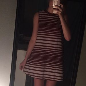 Maroon & white striped dress
