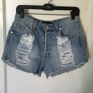 MINKPINK High Waisted Ripped Shorts