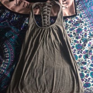Grey caged tank top