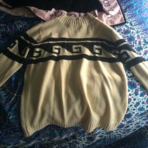 Tan and black high neck sweater