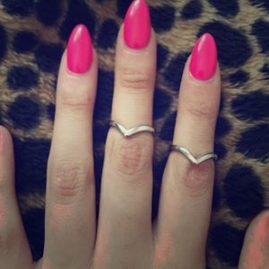 Two silver midi rings