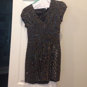 Black & gold sequin mini dress