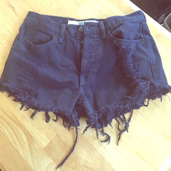 Navy high waisted cut off shorts