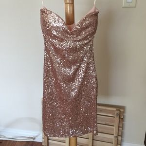 Tobi rose gold sequined sweet heart tube dress