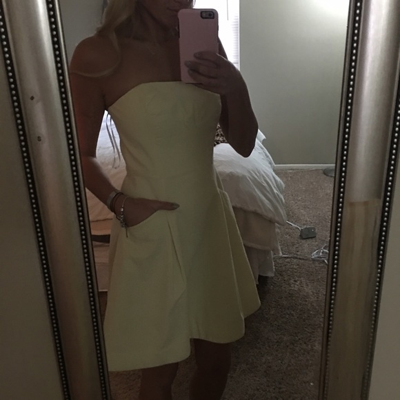 Yellow seersucker spring dress