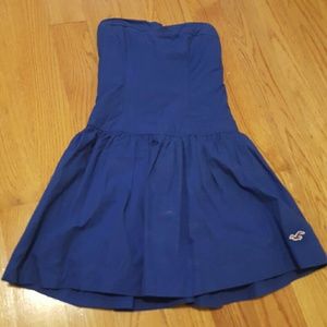 Hollister Strapless Blue Dress S Cotton