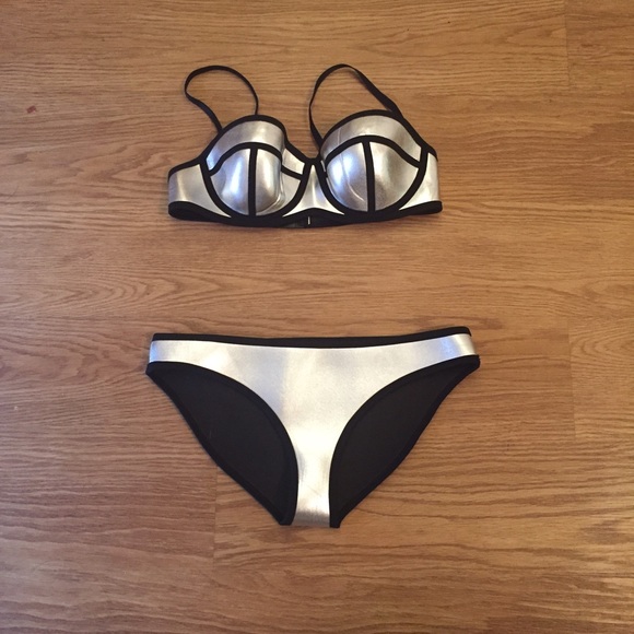 Triangl style silver neoprene bathing suit