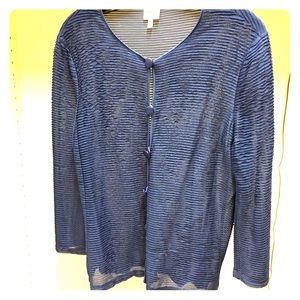Armani Collezioni sheer blue silk cardigan.