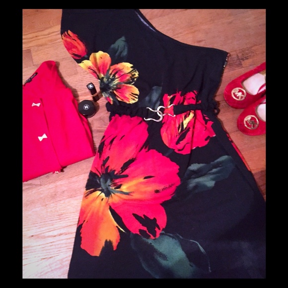 Bright Floral One Shoulder Dress