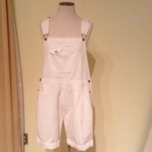 Short White Overalls NWT Large