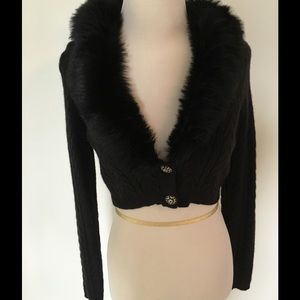 LOFT Bolero with Faux Fur Collar, XS