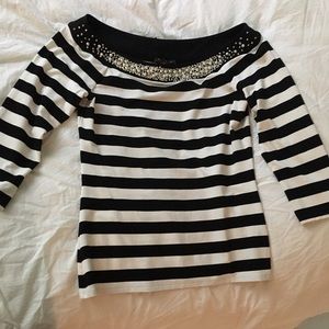 Black and white dress shirt with rhinestones