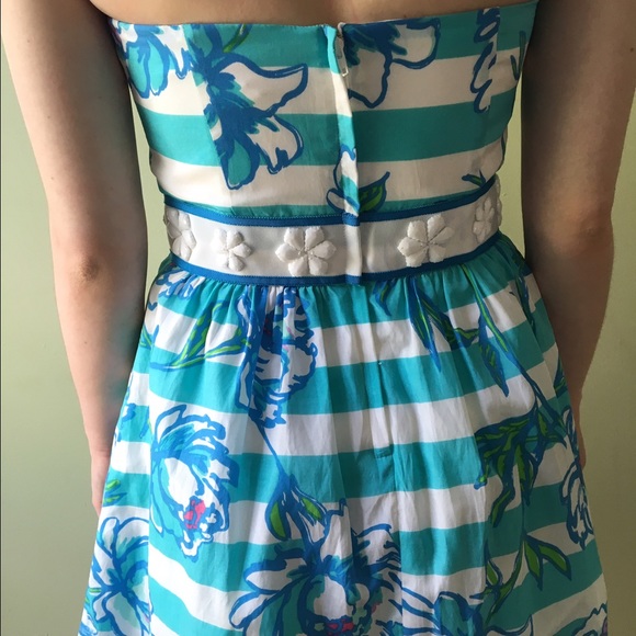 SALE! Lilly Pulitzer Strapless Blue Party Dress - Picture 3 of 4