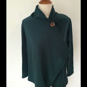 Bobeau One Button Wrap Cardigan, Jade Green, SP