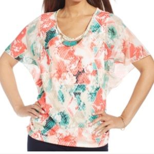 JM Collection Plus Size Butterfly-Sleeve Top