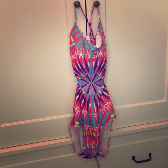 One piece cut out colorful suit