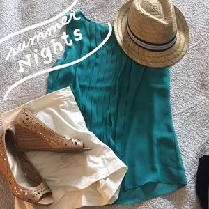 Teal Ann Taylor sleeveless blouse