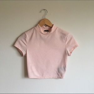Urban Outfitters Pink Crop Mock Neck