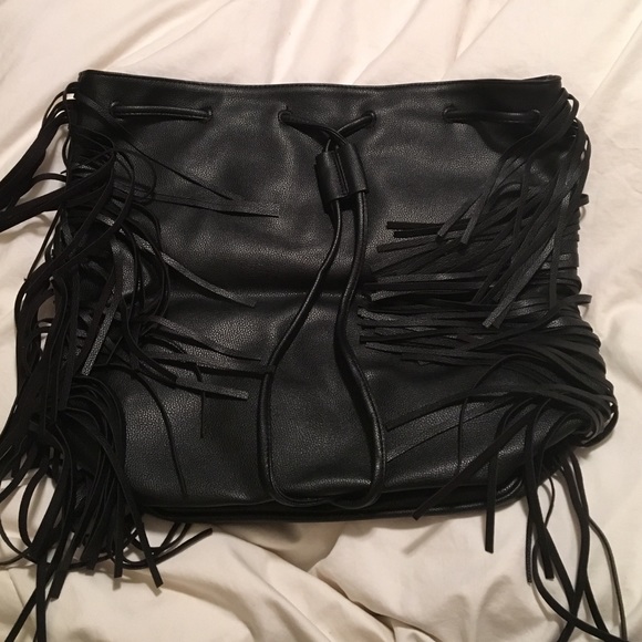 VS fringe black leather bag