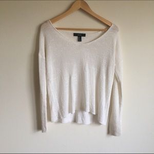Forever 21 White Slub Knit Sweater