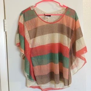 Striped blouse with lace detail in the back
