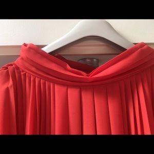 Nicole Farhi Pleated Orange Silk Blouse