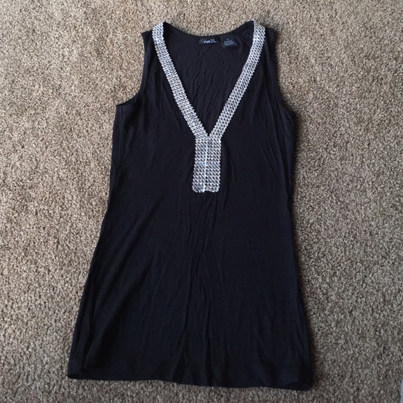 Black tank top with beaded accent