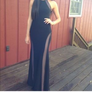 Tans and black prom dress