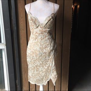 Nude Lacy Cocktail Dress