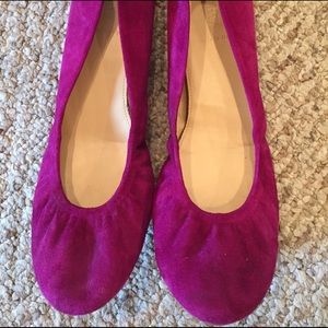 Jcrew suede flats. Size 11 magenta and green pair