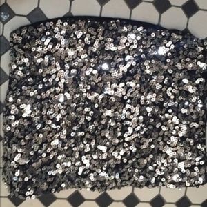 Sequin stretch back tube top