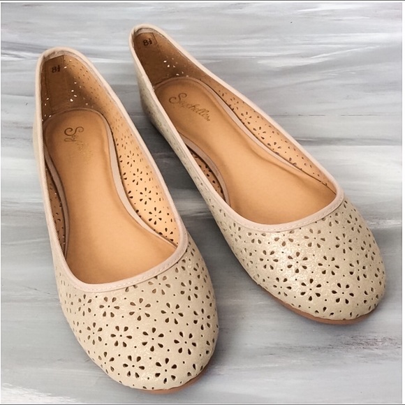 Anthropologie Shoes - ANTHRO METALLIC Cut Out FLATS New in box