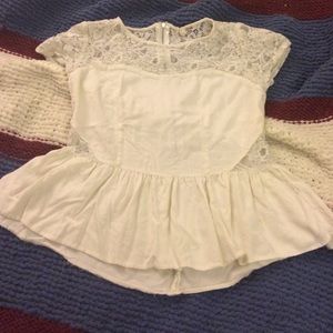 Cream Lace Peplum Kirra Top